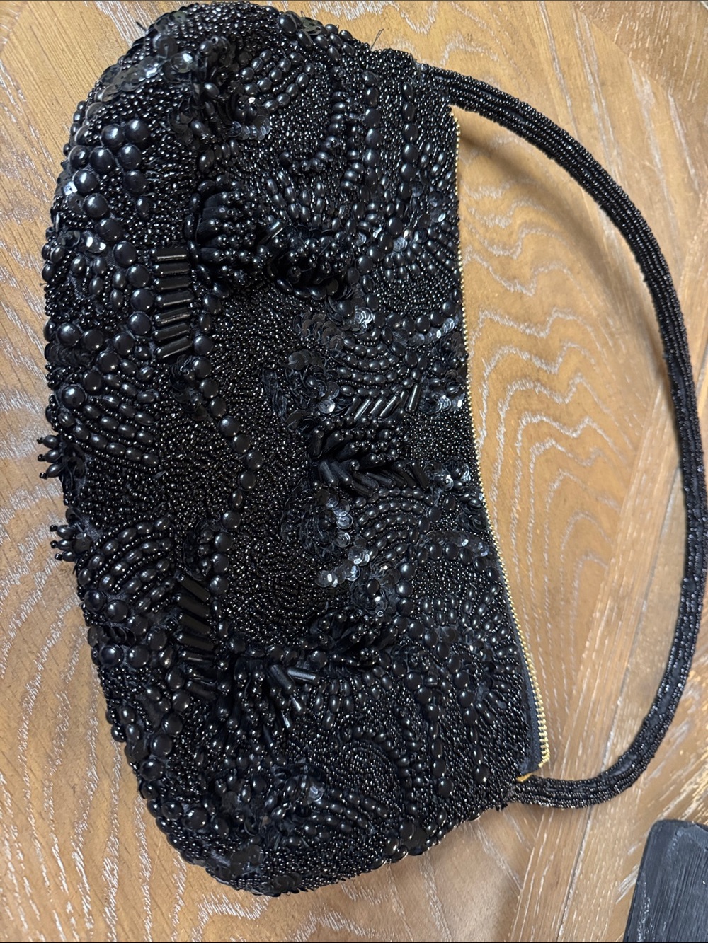 Beaded Black Evening Shoulder Bag
